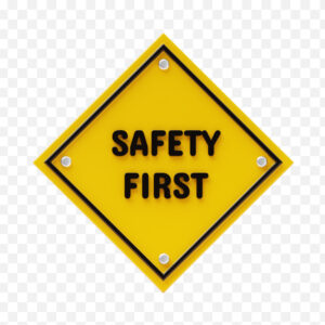 Safety First Sign emergency security danger warning 3d icon mock